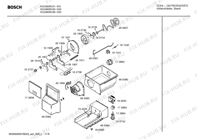 Взрыв-схема холодильника Bosch KGU6695 - Схема узла 09
