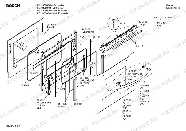 Схема №2 HEN3560 с изображением Инструкция по эксплуатации для плиты (духовки) Bosch 00528375