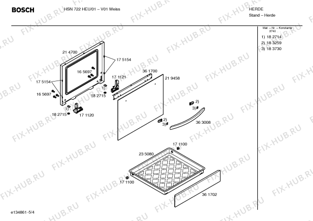 Схема №1 HSN722HEU с изображением Инструкция по эксплуатации для плиты (духовки) Bosch 00584824