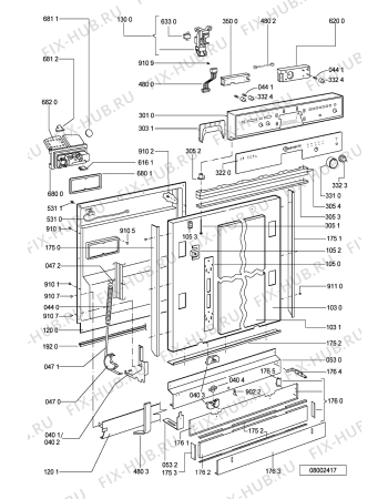 Схема №1 GSU 4551 C-WS с изображением Панель для посудомоечной машины Whirlpool 481245372006