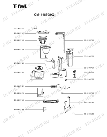 Схема №1 CM111870/9Q с изображением Держатель фильтра для электрокофеварки Seb SS-200749