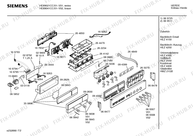 Схема №2 HE89061 с изображением Ручка двери для плиты (духовки) Siemens 00352442