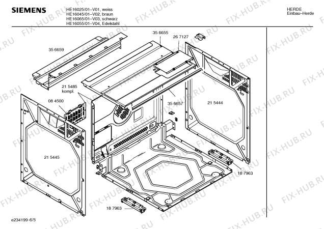 Взрыв-схема плиты (духовки) Siemens HE16025 - Схема узла 05