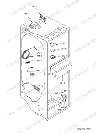 Взрыв-схема холодильника Whirlpool S25BRSB31AG (F090531) - Схема узла