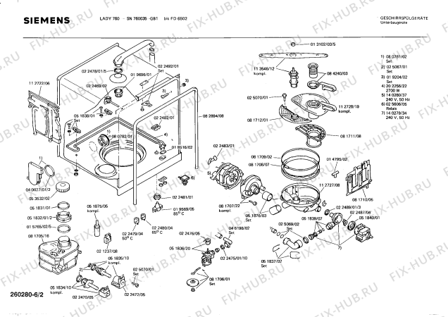 Взрыв-схема посудомоечной машины Siemens SN760035 - Схема узла 02