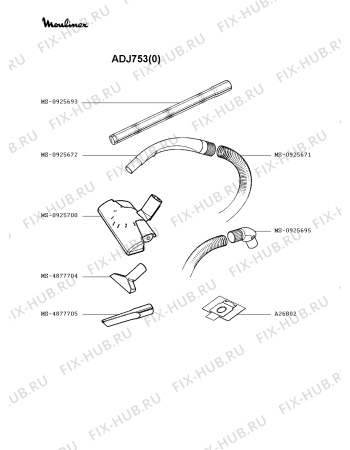Взрыв-схема пылесоса Moulinex ADJ753(0) - Схема узла HP002276.9P3