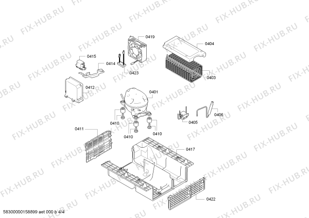 Взрыв-схема холодильника Siemens KI42FP60HK - Схема узла 04