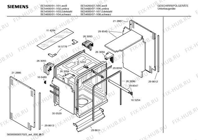 Взрыв-схема посудомоечной машины Siemens SE54600 - Схема узла 03