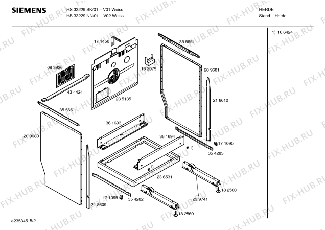 Схема №2 HS33229NN с изображением Инструкция по эксплуатации для плиты (духовки) Siemens 00590890