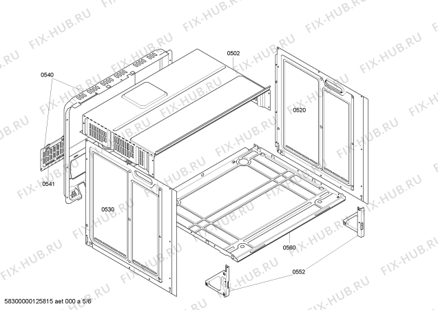 Взрыв-схема плиты (духовки) Bosch HBN200452 - Схема узла 05