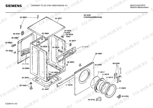 Схема №1 WM37600 SIWAMAT PLUS 3760 с изображением Панель для стиралки Siemens 00273954