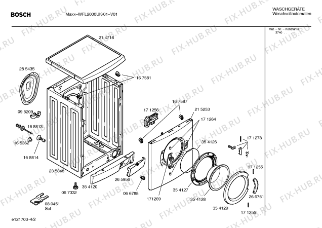 Взрыв-схема стиральной машины Bosch WFL2000UK WFL2000 - Схема узла 02