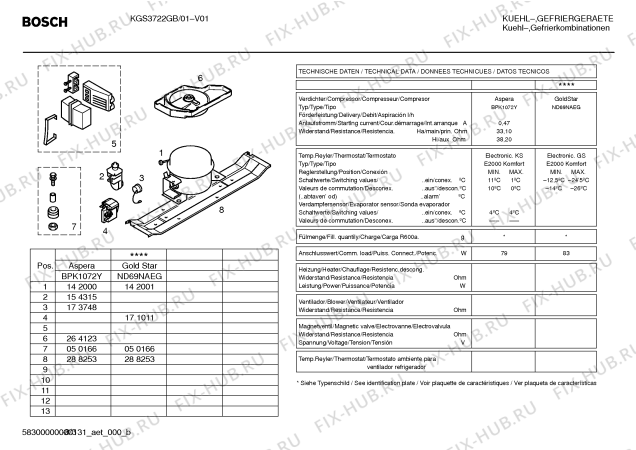 Взрыв-схема холодильника Bosch KGS3722GB - Схема узла 03