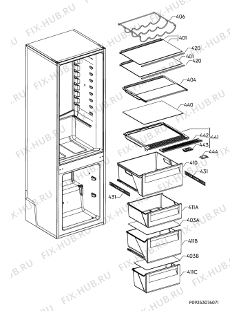 Взрыв-схема холодильника Electrolux EN8000W1 - Схема узла Internal parts