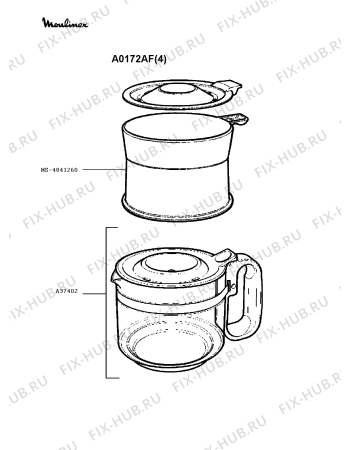 Взрыв-схема кофеварки (кофемашины) Moulinex A0172AF(4) - Схема узла KP001366.4P2