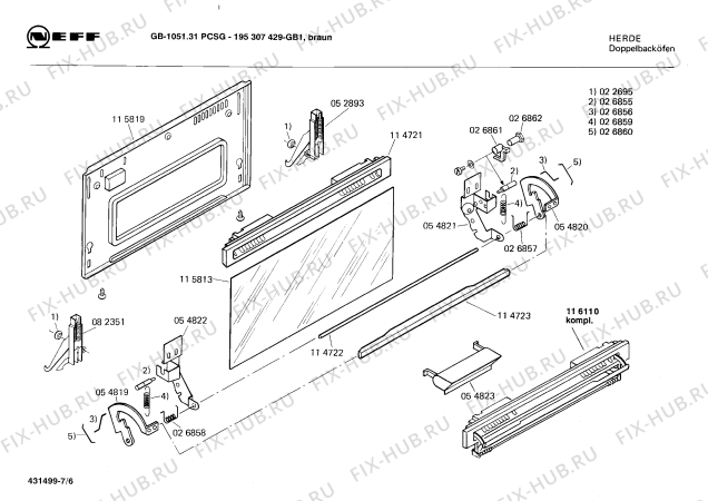 Схема №3 195307429 GB-1051.31PCSG с изображением Ручка для духового шкафа Bosch 00055345