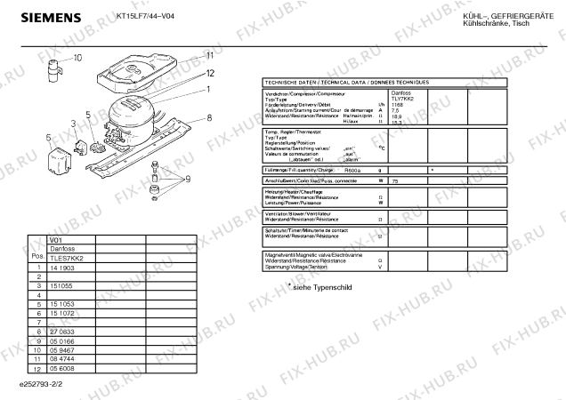 Схема №2 KT15RF3 с изображением Клапан для холодильной камеры Siemens 00263500