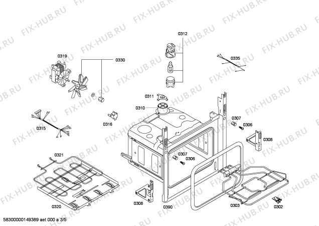 Взрыв-схема плиты (духовки) Siemens HB43BC551E horno.SE.2d.S5a.E0_CF.pt_carro.inx - Схема узла 03