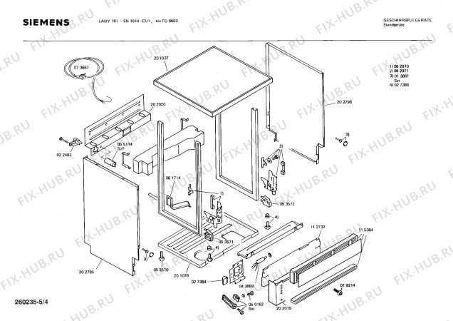 Взрыв-схема посудомоечной машины Siemens SN1610 - Схема узла 04