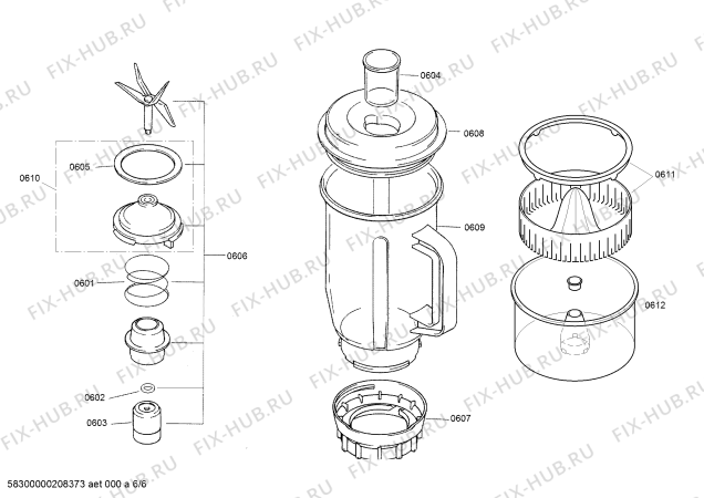 Взрыв-схема кухонного комбайна Bosch MUM48A06 - Схема узла 06