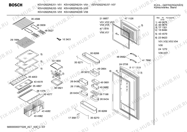 Схема №2 KSV42622NE с изображением Дверь для холодильника Bosch 00240706