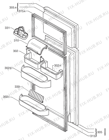 Взрыв-схема холодильника Electrolux ER370B - Схема узла Door 003