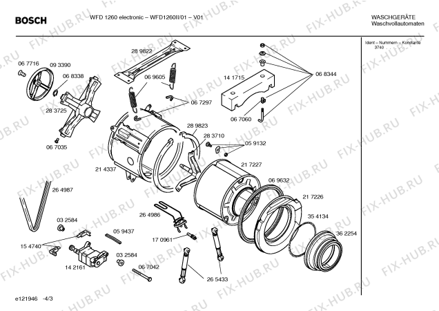 Взрыв-схема стиральной машины Bosch WFD1260II WFD1060 electronic - Схема узла 03