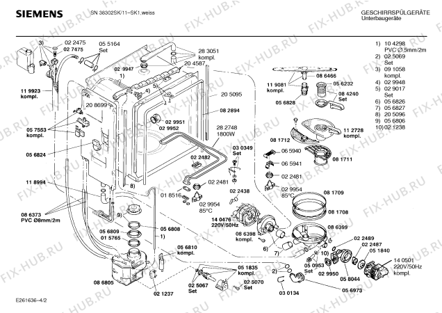 Взрыв-схема посудомоечной машины Siemens SN38302SK - Схема узла 02
