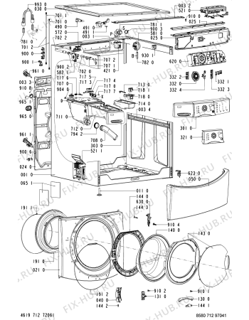 Схема №1 712 PB/SB с изображением Обшивка для стиральной машины Whirlpool 481245215592