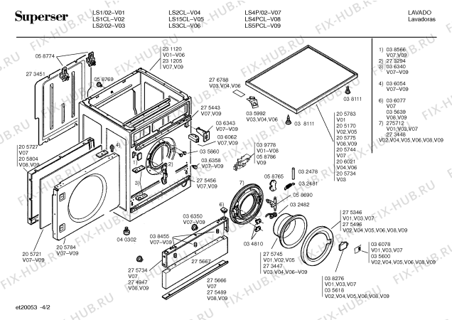 Схема №2 LS2 с изображением Монтажный набор для стиралки Bosch 00036049