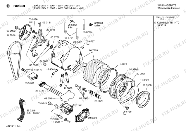 Взрыв-схема стиральной машины Bosch WFP3091NL Exclusiv F1500A Aqua Sensor - Схема узла 04