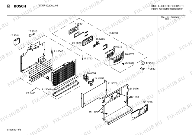 Схема №3 P1KCL4000S с изображением Корпус для холодильной камеры Bosch 00266672