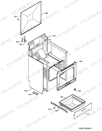 Взрыв-схема плиты (духовки) Faure CML6022W - Схема узла Housing 001