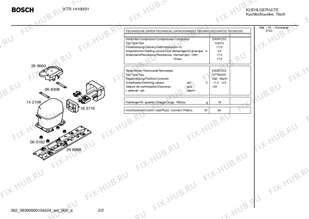 Взрыв-схема холодильника Bosch KTR14100 - Схема узла 02