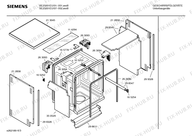 Взрыв-схема посудомоечной машины Siemens SE23201EU - Схема узла 03