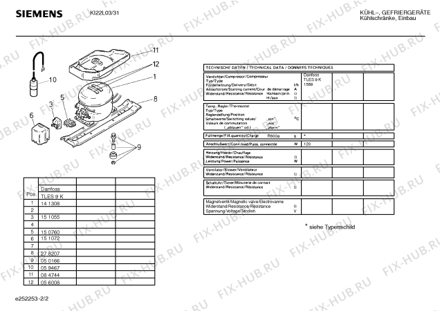 Взрыв-схема холодильника Siemens KI22L03 - Схема узла 02