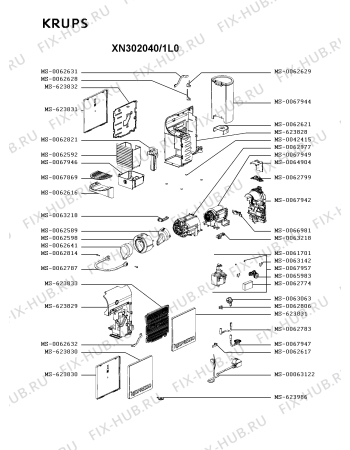 Схема №1 XN3020CH/1L0 с изображением Держатель фильтра для электрокофеварки Krups MS-623833