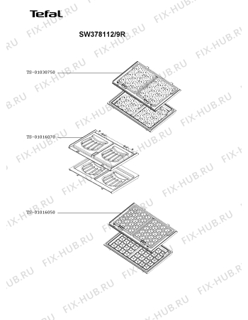Взрыв-схема вафельницы (бутербродницы) Tefal SW378112/9R - Схема узла OP004527.6P2