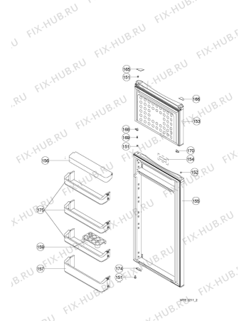 Взрыв-схема холодильника Whirlpool WTE2211W - Схема узла