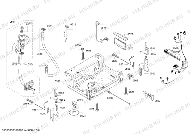 Взрыв-схема посудомоечной машины Bosch SMV53L20GB - Схема узла 05