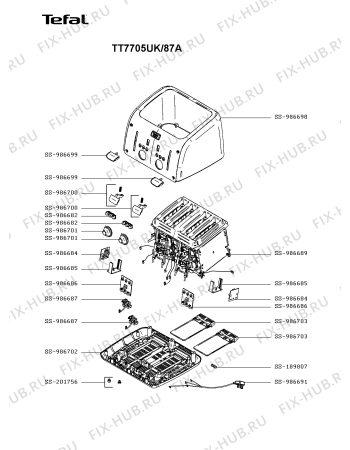 Схема №1 TT7705UK/87A с изображением Кнопка для электротостера Tefal SS-986700