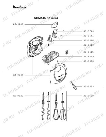 Схема №1 ABM64G с изображением Двигатель (мотор) для электромиксера Moulinex AS-9639