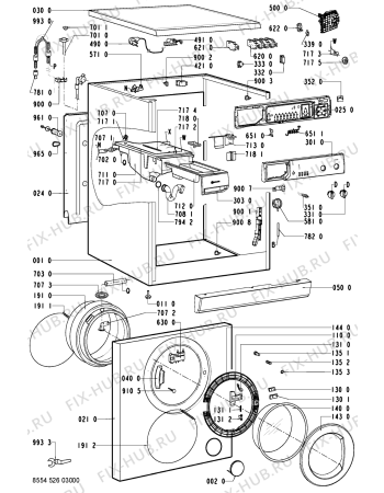 Схема №1 WAS 4540 с изображением Обшивка для стиралки Whirlpool 481245213203