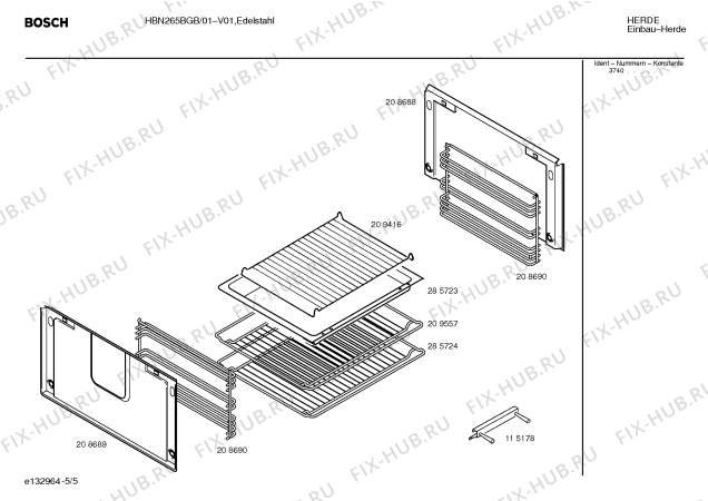 Схема №3 HBN265BGB с изображением Кулинарная книга для духового шкафа Bosch 00522871
