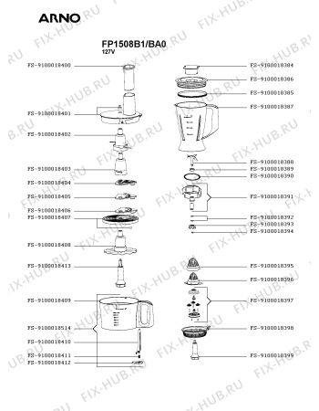 Схема №2 FP1508B1/BA0 с изображением Моторчик для кухонного измельчителя Seb FS-9100018420