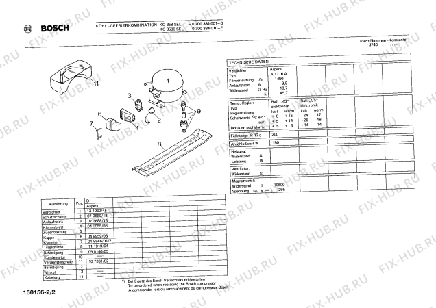 Взрыв-схема холодильника Bosch 0700334001, KG358SEL - Схема узла 02