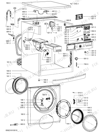 Схема №1 AWO/C 51000 с изображением Обшивка для стиралки Whirlpool 481010425636