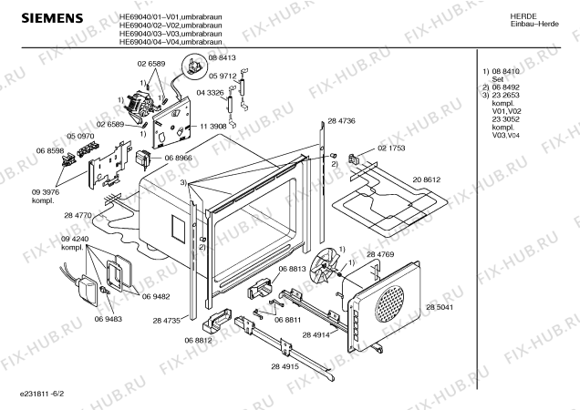 Взрыв-схема плиты (духовки) Siemens HE69040 - Схема узла 02