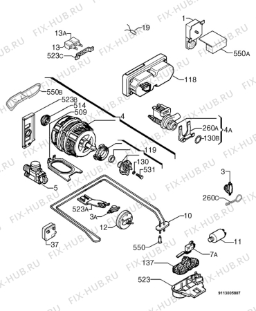 Взрыв-схема посудомоечной машины Zanussi DA4152 - Схема узла Electrical equipment 268