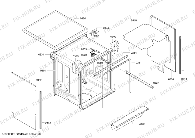 Взрыв-схема посудомоечной машины Bosch SMS65M22EU - Схема узла 03